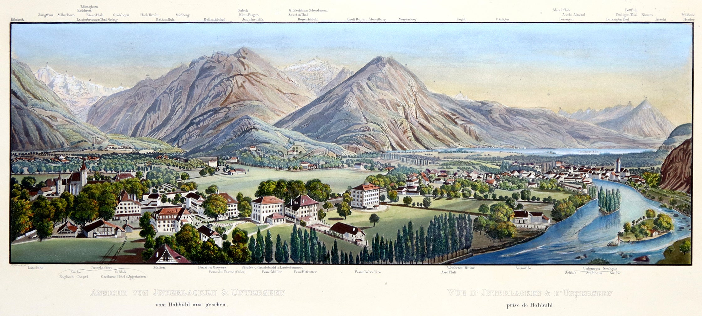 Ansicht von Interlaken in der Schweiz um das Jahr 1841 von F. Schmidt