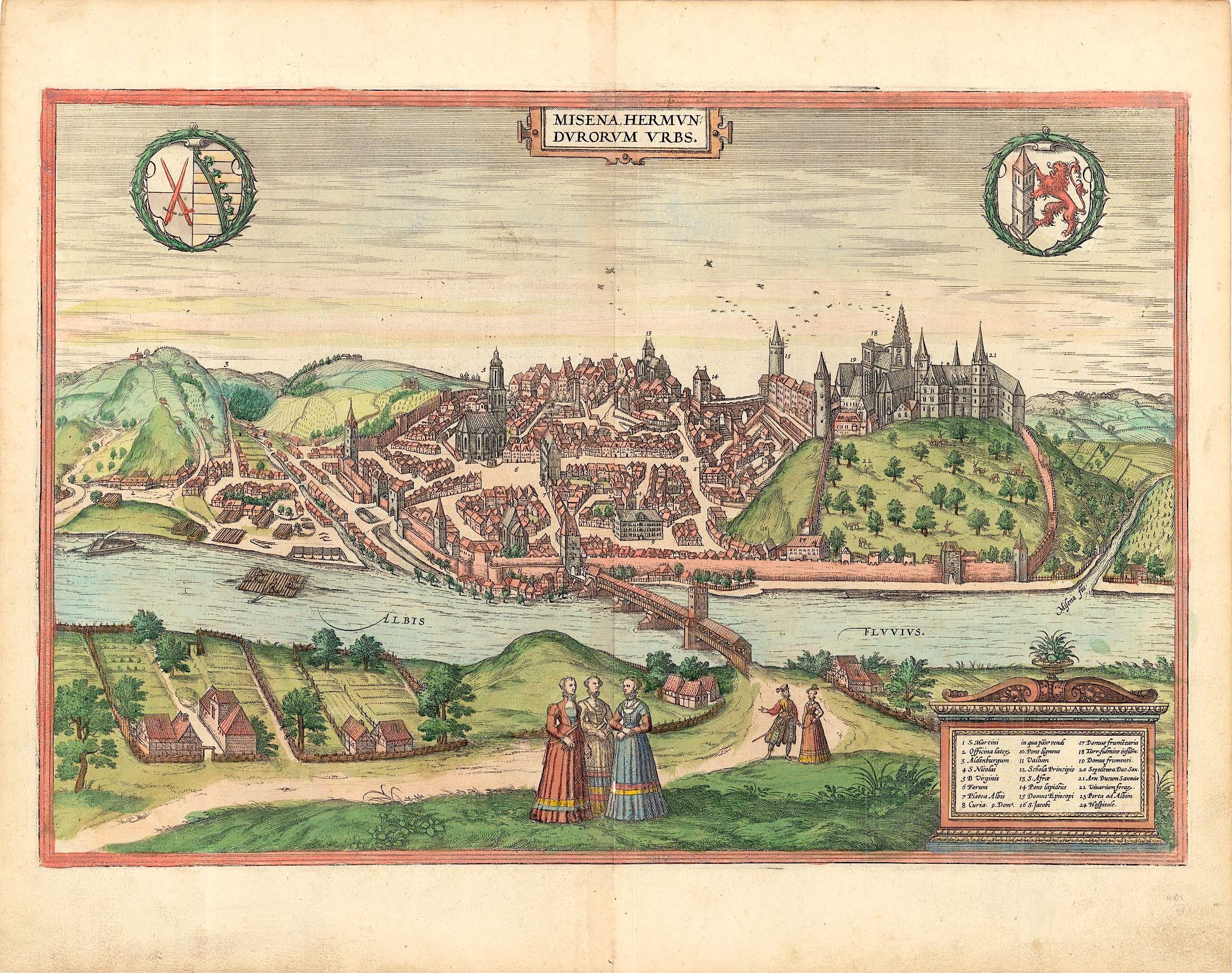 Meißen im Jahr 1575 von Georg Braun & Frans Hogenberg