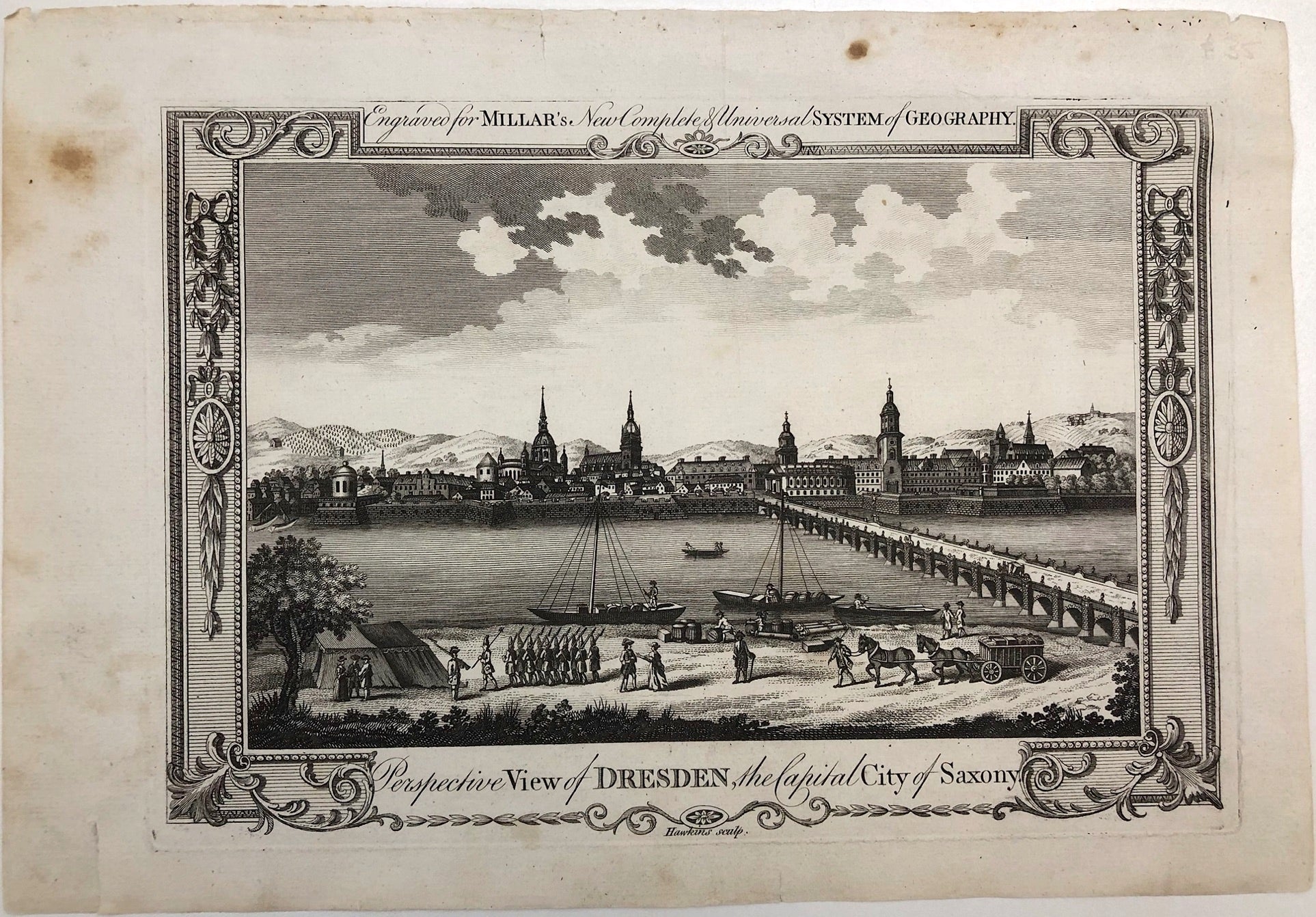 Ansicht Dresden und Elbe um das Jahr 1780 von John Hawkins