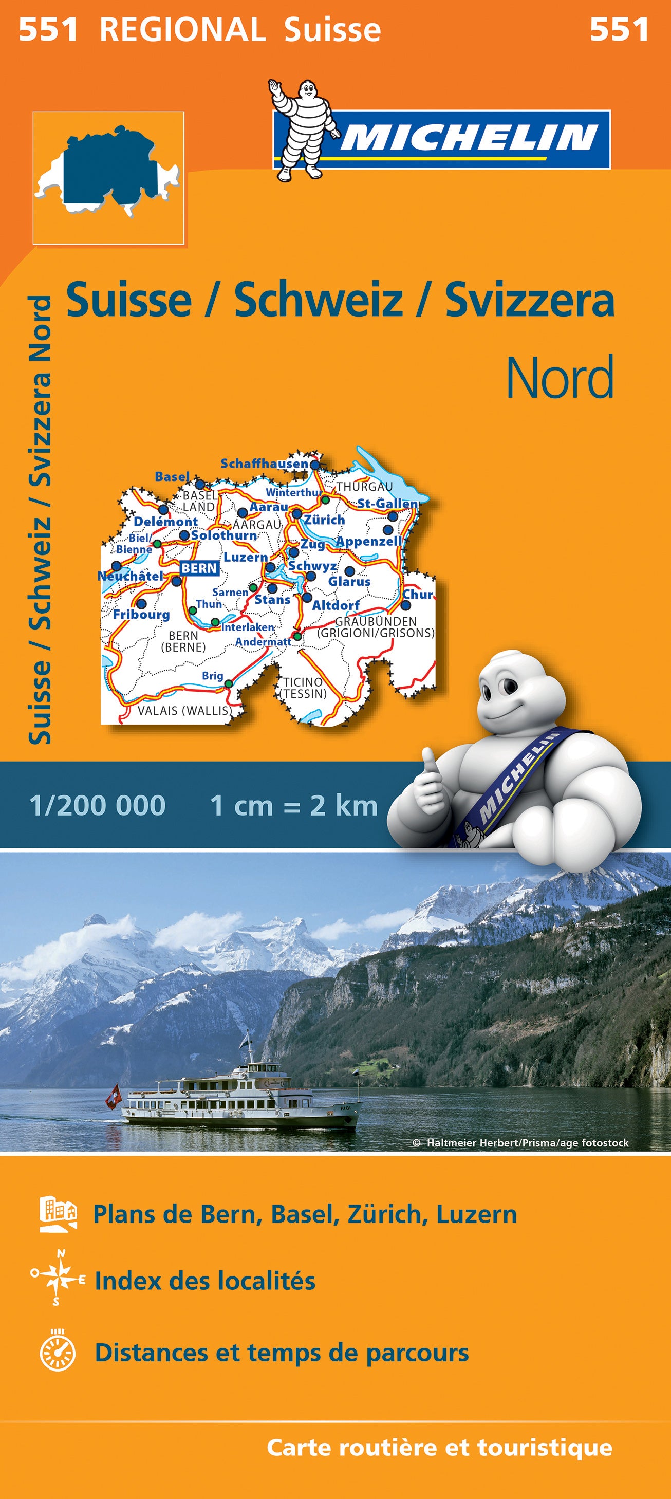551 Schweiz Nord 1:200.000 Michelin Regionalkarte