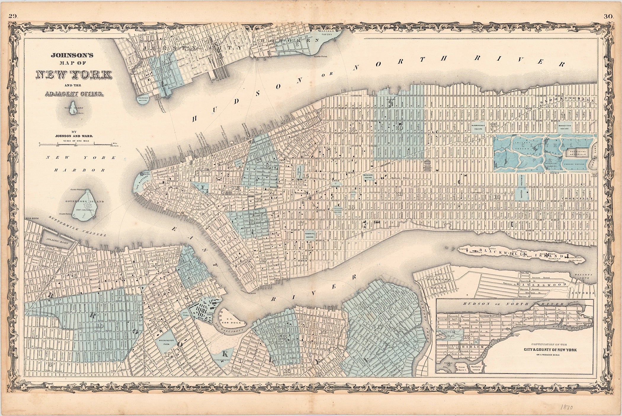 New York um das Jahr 1870 von Alvin Jewitt Johnson & Benjamin P. Ward