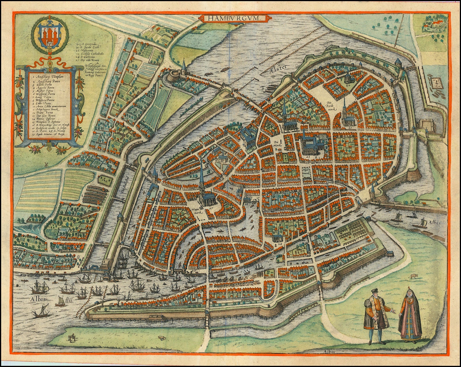 Hamburg im Jahr 1599 von Georg Braun & Frans Hogenberg