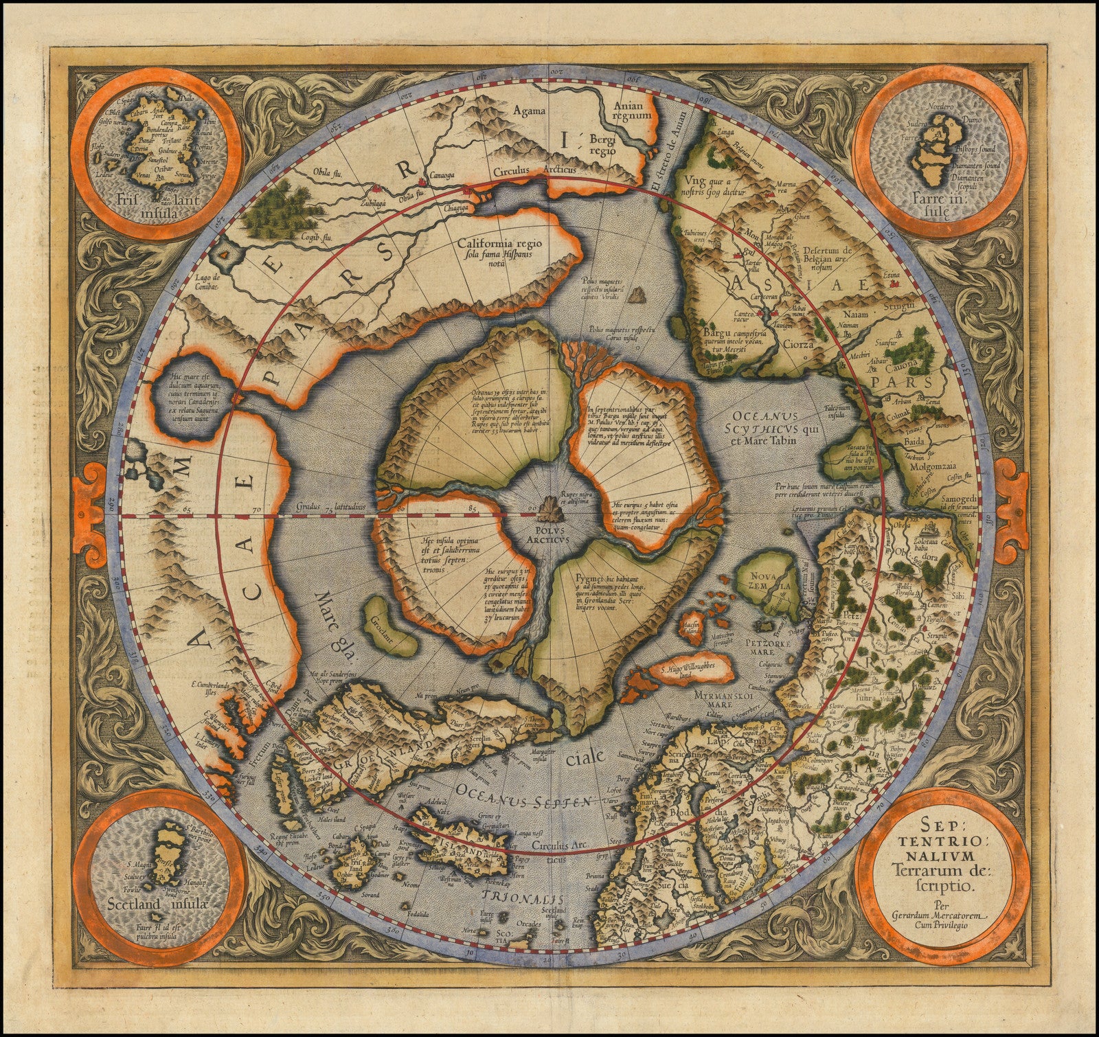 Arktis im Jahr 1595 von Gerard Mercator