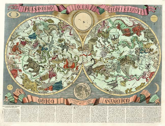 Himmelskarte im Jahr 1687 von Giacomo de Rossi § Francesco Brunacci