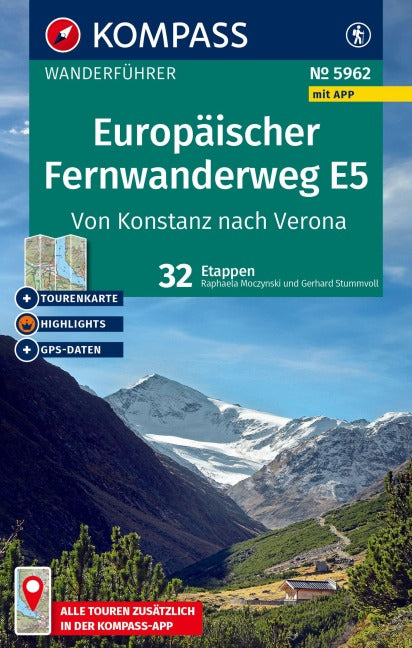 5962 Europäischer Fernwanderweg E5 - KOMPASS Wanderführer