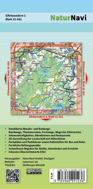 Eifelwandern 1 - Hohes Venn, Hürtgenwald, Rurtal - 1:25.000 NaturNavi Wanderkarte