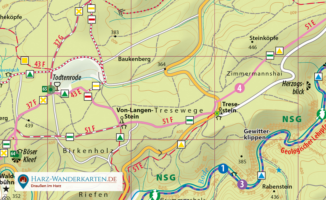 Luchskarte Bodetal 1:30.000