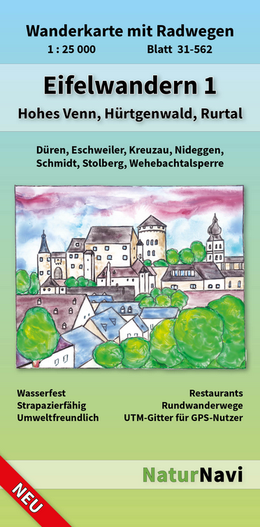 Eifelwandern 1 - Hohes Venn, Hürtgenwald, Rurtal - 1:25.000 NaturNavi Wanderkarte
