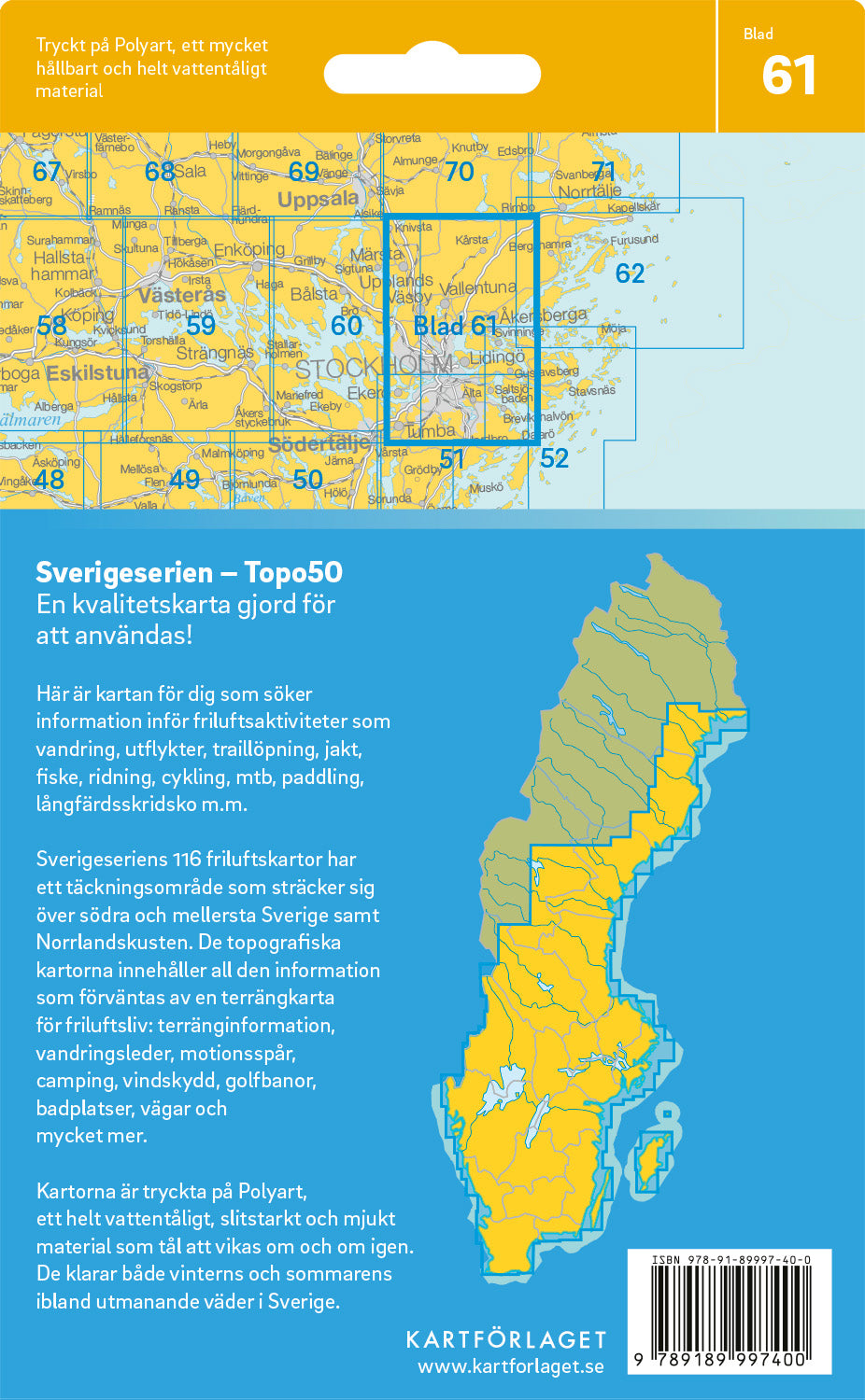 Schweden 1:50.000 Wanderkarten (1 Malmö - 71 Hallstavik) Sverigeserien