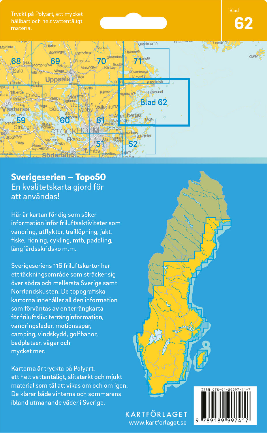 Schweden 1:50.000 Wanderkarten (1 Malmö - 71 Hallstavik) Sverigeserien