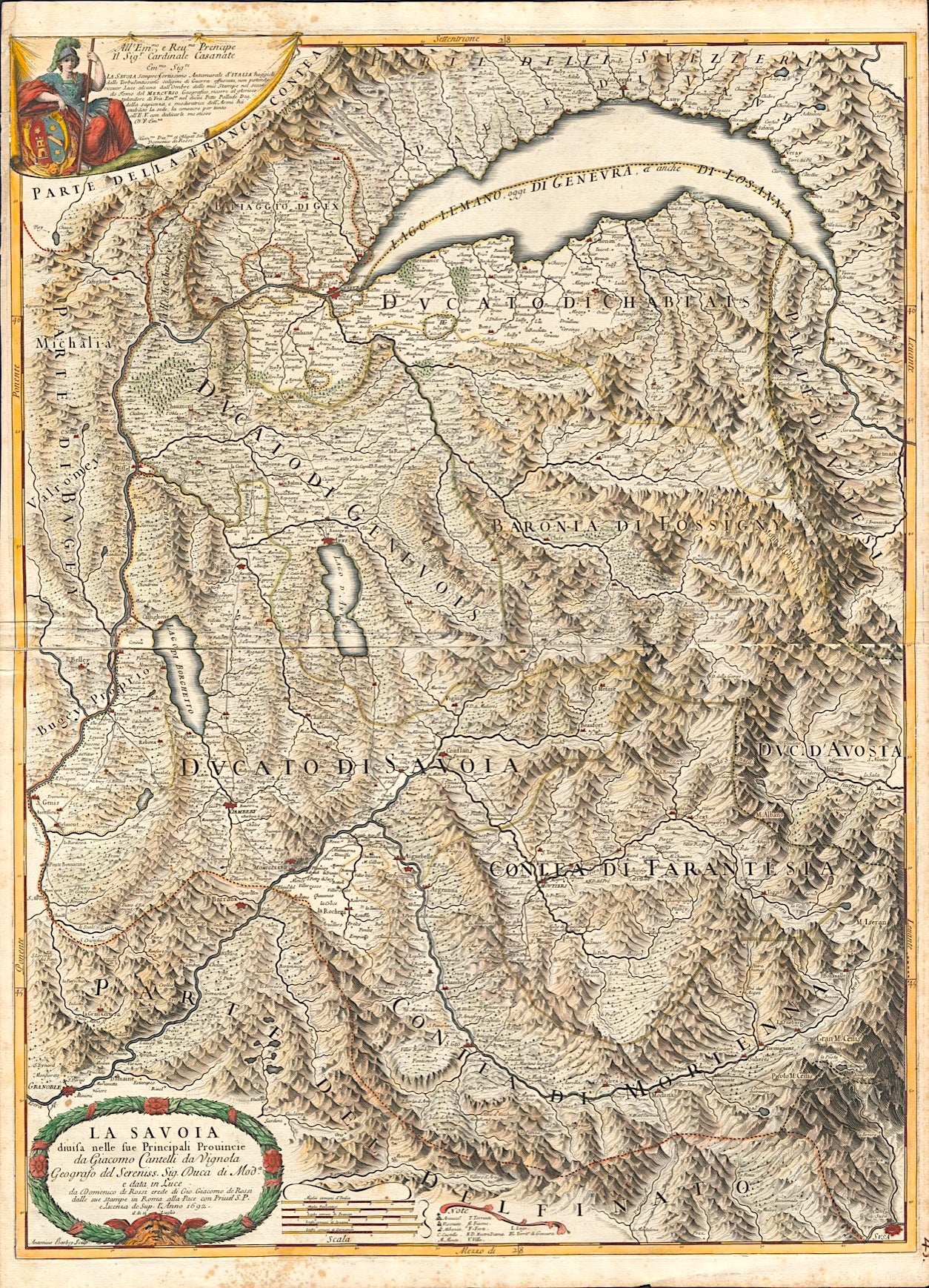 Genfer See, Mont Blanc und Savoyen im Jahr 1692