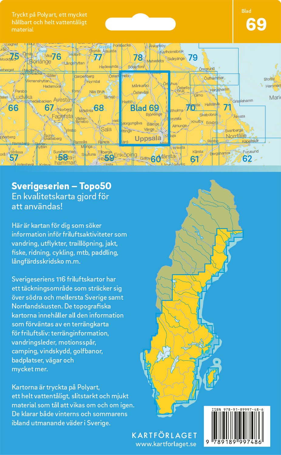Schweden 1:50.000 Wanderkarten (1 Malmö - 71 Hallstavik) Sverigeserien