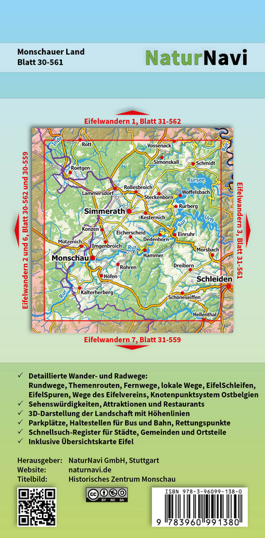 Monschauer Land - Nationalpark Eifel, Rursee - 1:25.000 NaturNavi Wanderkarte