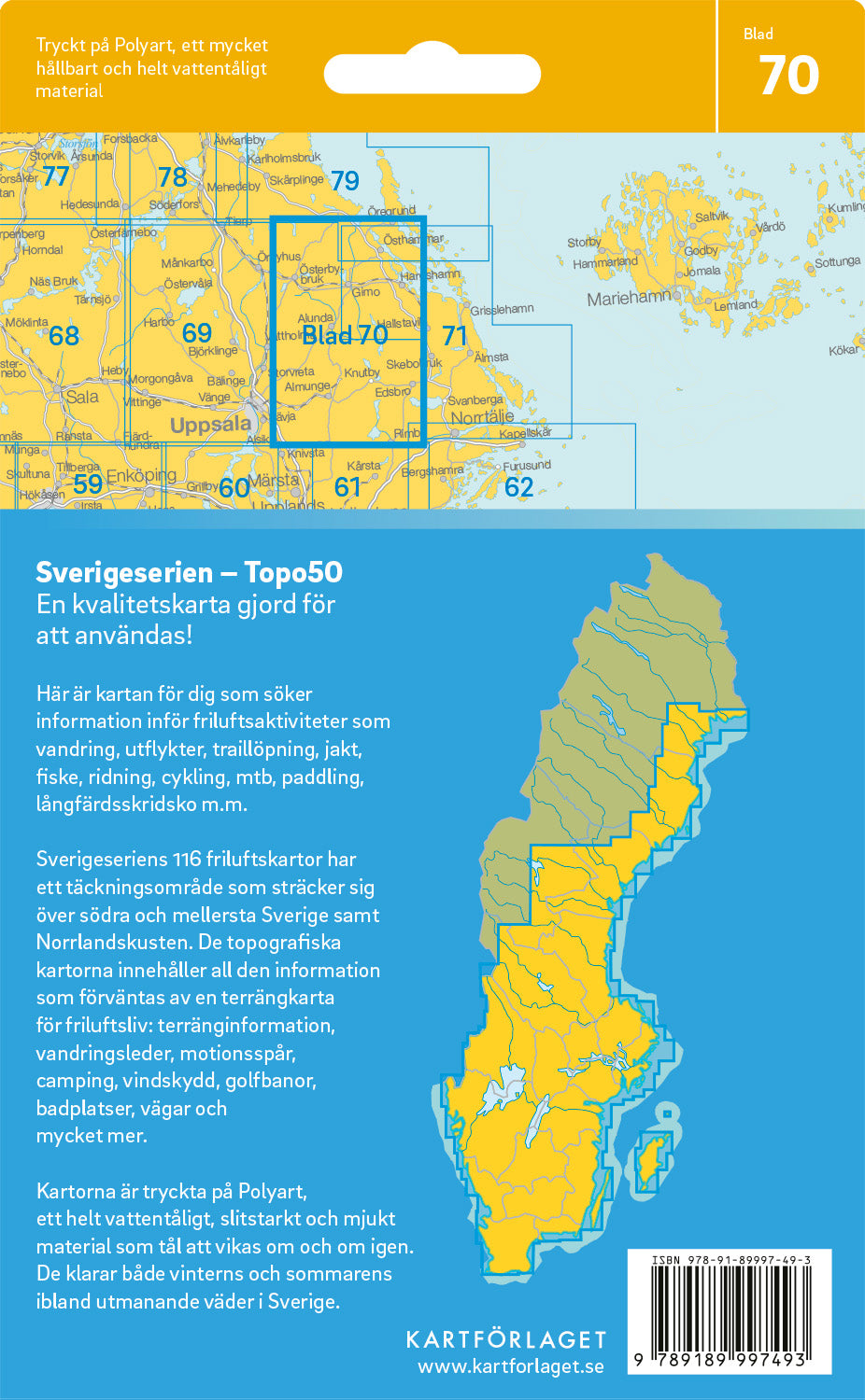 Schweden 1:50.000 Wanderkarten (1 Malmö - 71 Hallstavik) Sverigeserien