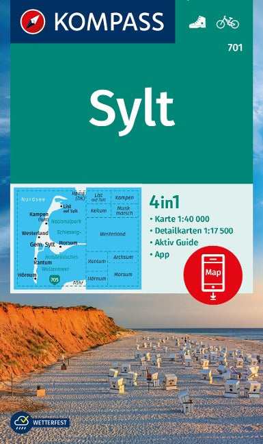 701 Insel Sylt 1:40.000 - Kompass Wanderkarte