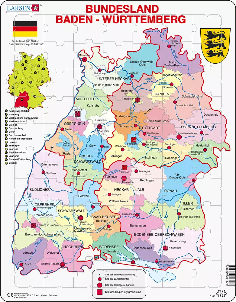 Baden-Württemberg Politisch - Larsen Puzzle