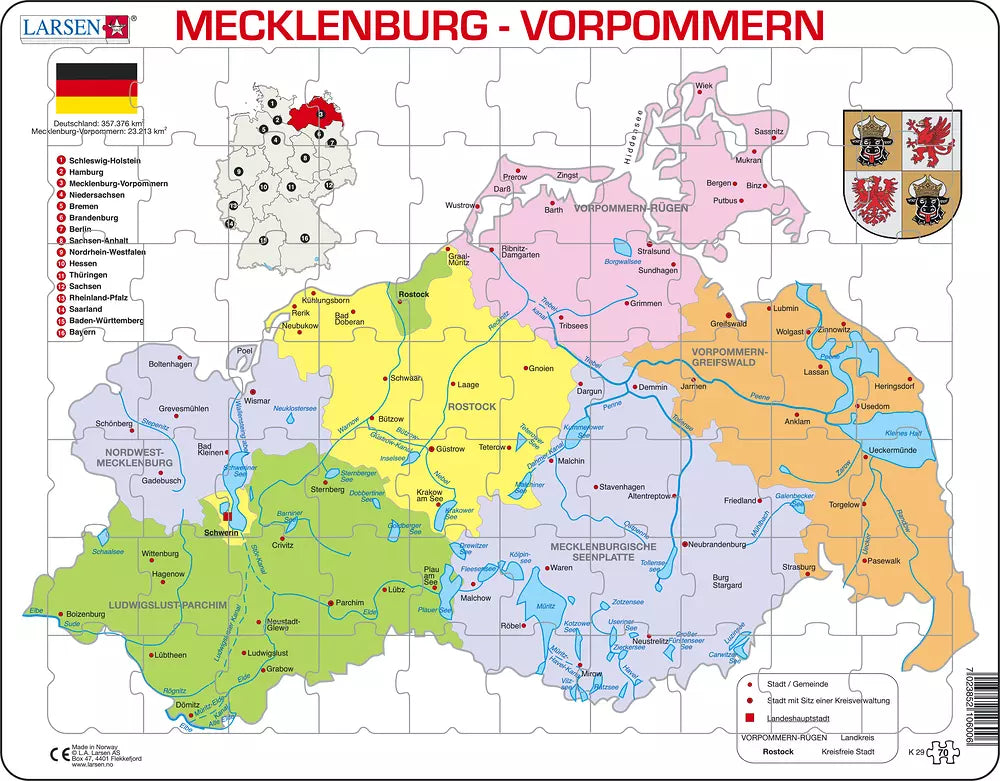 Mecklenburg-Vorpommern Politisch - Larsen Puzzle