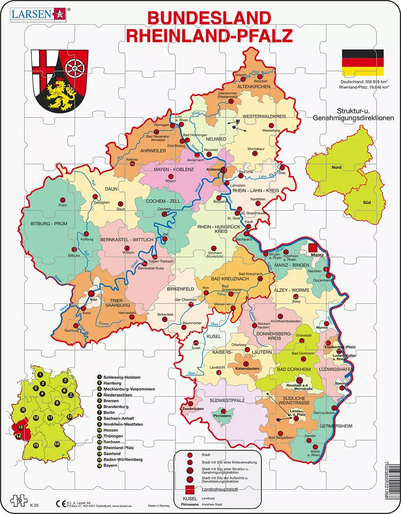 Rheinland-Pfalz Politisch - Larsen Puzzle
