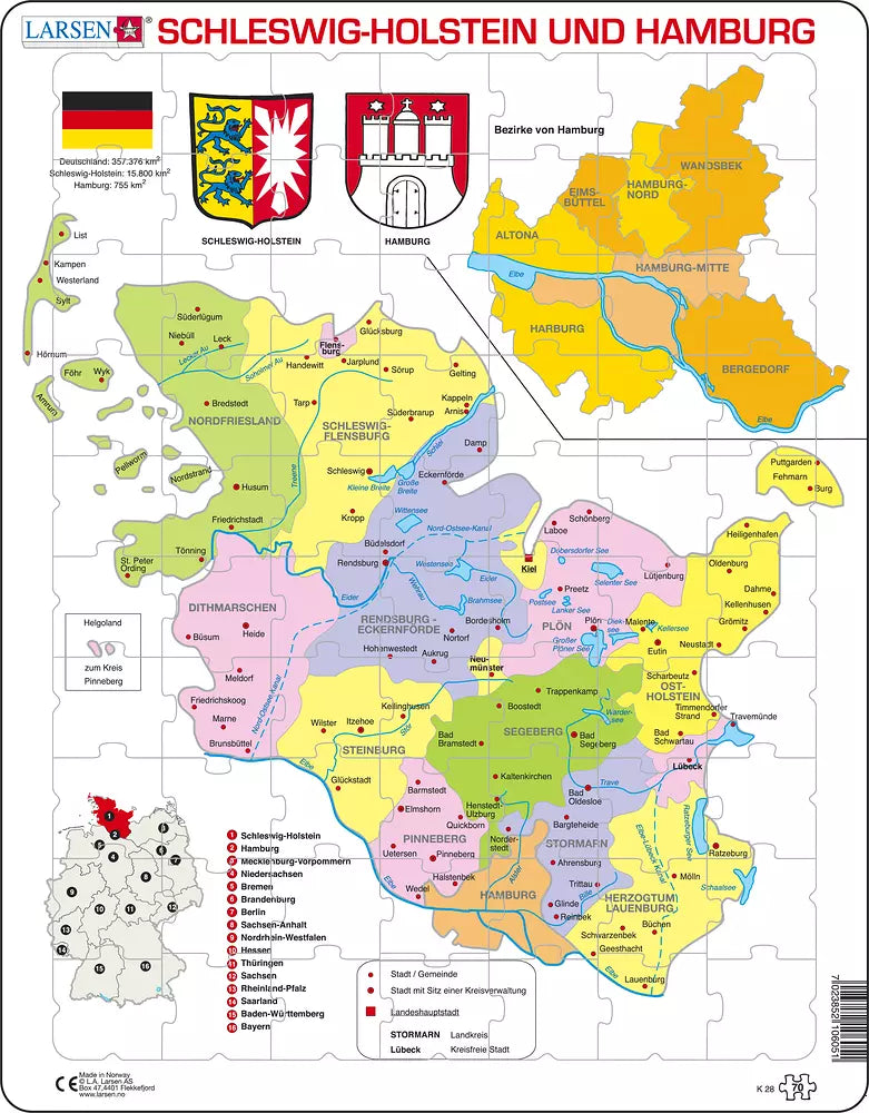 Hamburg und Schleswig-Holstein Politisch - Larsen Puzzle