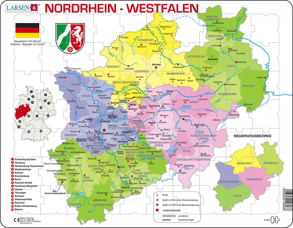 Nordrhein-Westfalen Politisch - Larsen Puzzle