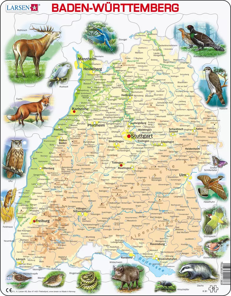 Baden-Württemberg Physisch - Larsen Puzzle