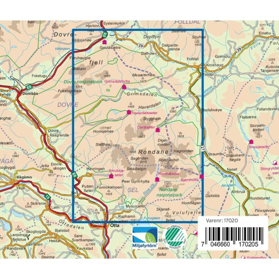 Rondane Nord 1:50.000 - Turkart Pro Wanderkarte