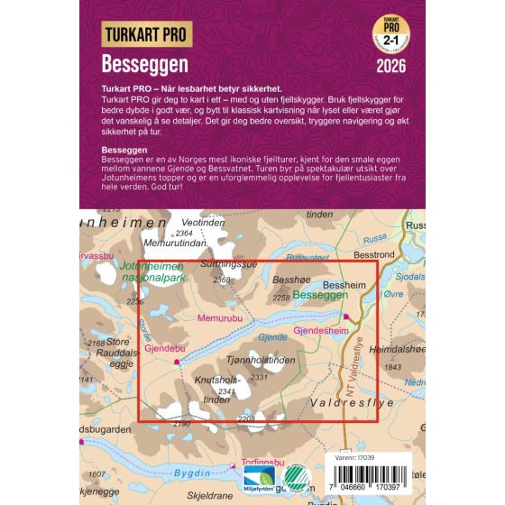 Besseggen 1:25.000 - Turkart Pro Wanderkarte