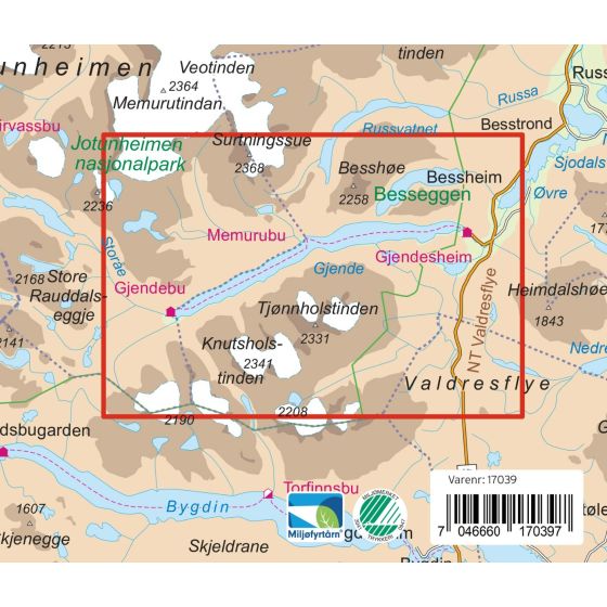 Besseggen 1:25.000 - Turkart Pro Wanderkarte