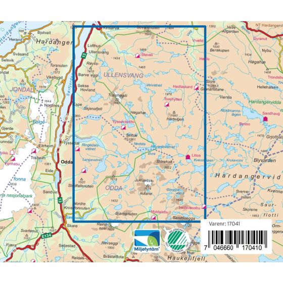 Hardangervidda Vest 1:50.000 - Turkart Pro Wanderkarte