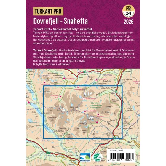 Dovrefjell Snøhetta 1:50.000 - Turkart Pro Wanderkarte