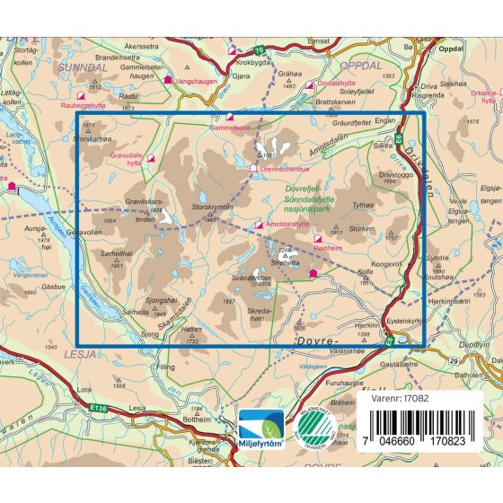 Dovrefjell Snøhetta 1:50.000 - Turkart Pro Wanderkarte