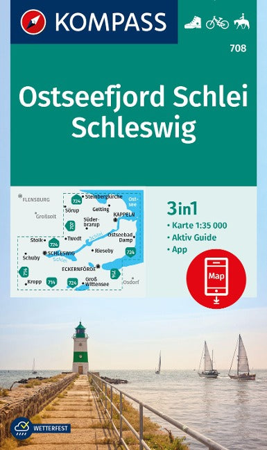 708 Ostseefjord Schlei-Schleswig 1: 30.000 - Kompass Wanderkarte