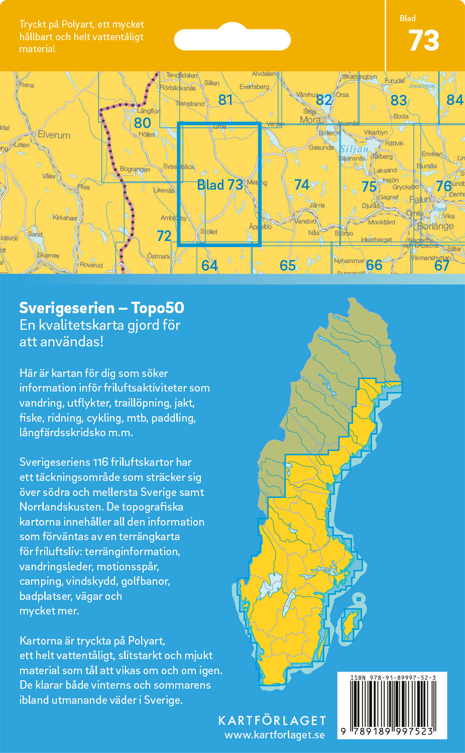 Schweden 1:50.000 Wanderkarten (72 Torsby - 116 Kalix) Sverigeserien