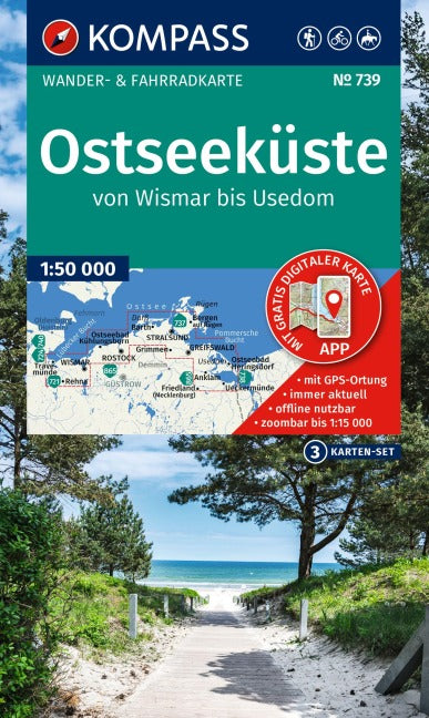 739 Ostseeküste von Wismar bis Usedom 1:50.000 - Kompass Wanderkartenset
