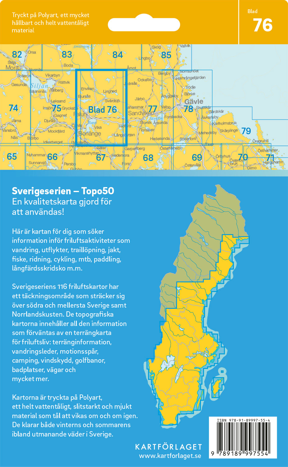 Schweden 1:50.000 Wanderkarten (72 Torsby - 116 Kalix) Sverigeserien