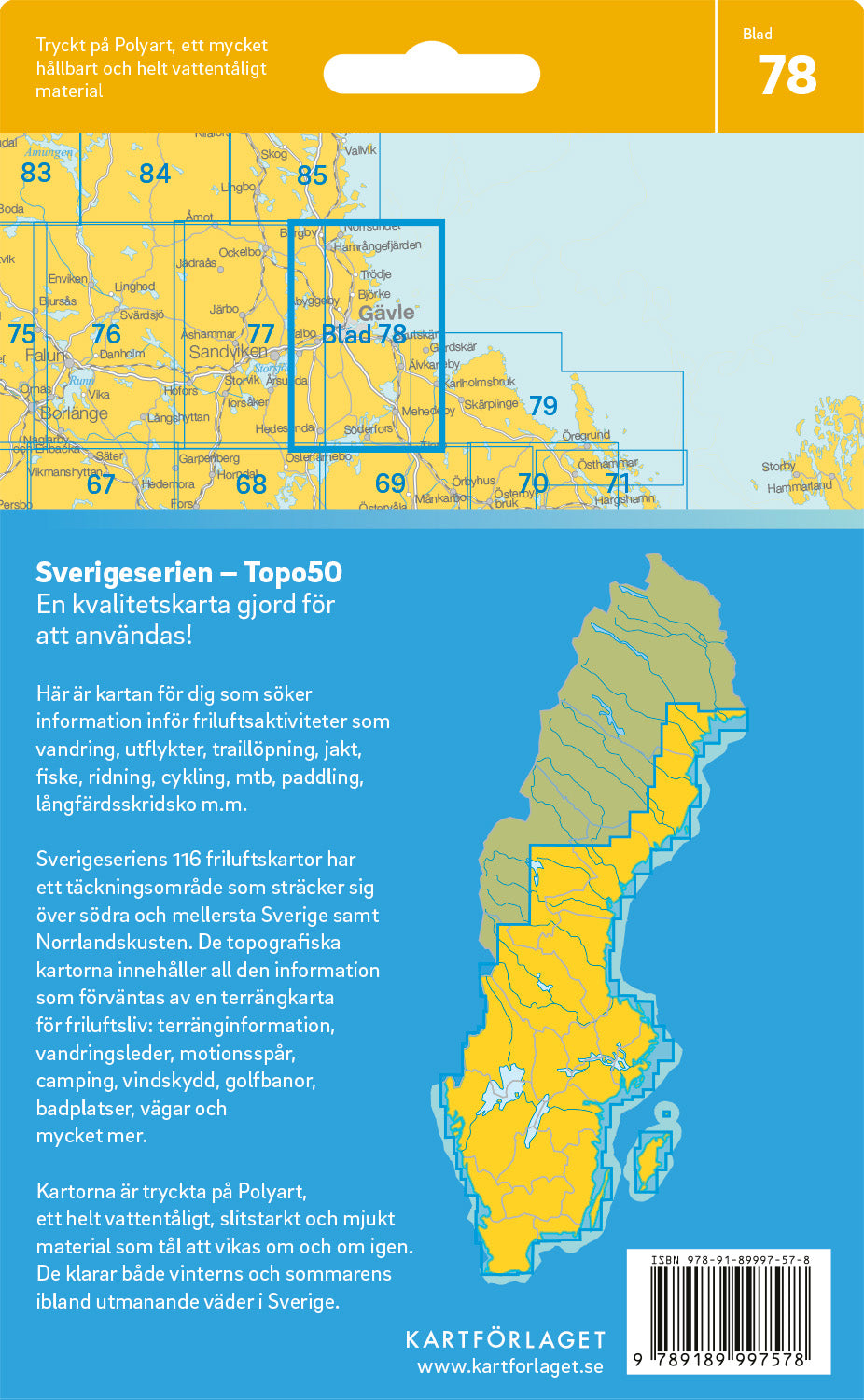 Schweden 1:50.000 Wanderkarten (72 Torsby - 116 Kalix) Sverigeserien