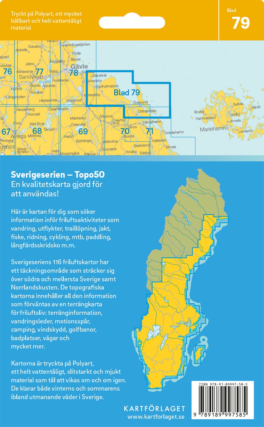 Schweden 1:50.000 Wanderkarten (72 Torsby - 116 Kalix) Sverigeserien