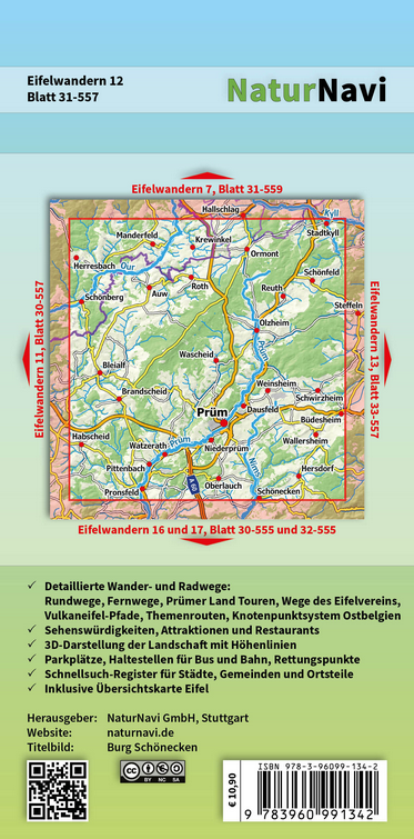 Eifelwandern 12 - Prümer Land, Schneifel - 1:25.000 NaturNavi Wanderkarte