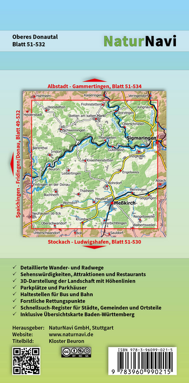 Oberes Donautal - 1:25.000 NaturNavi Wanderkarte