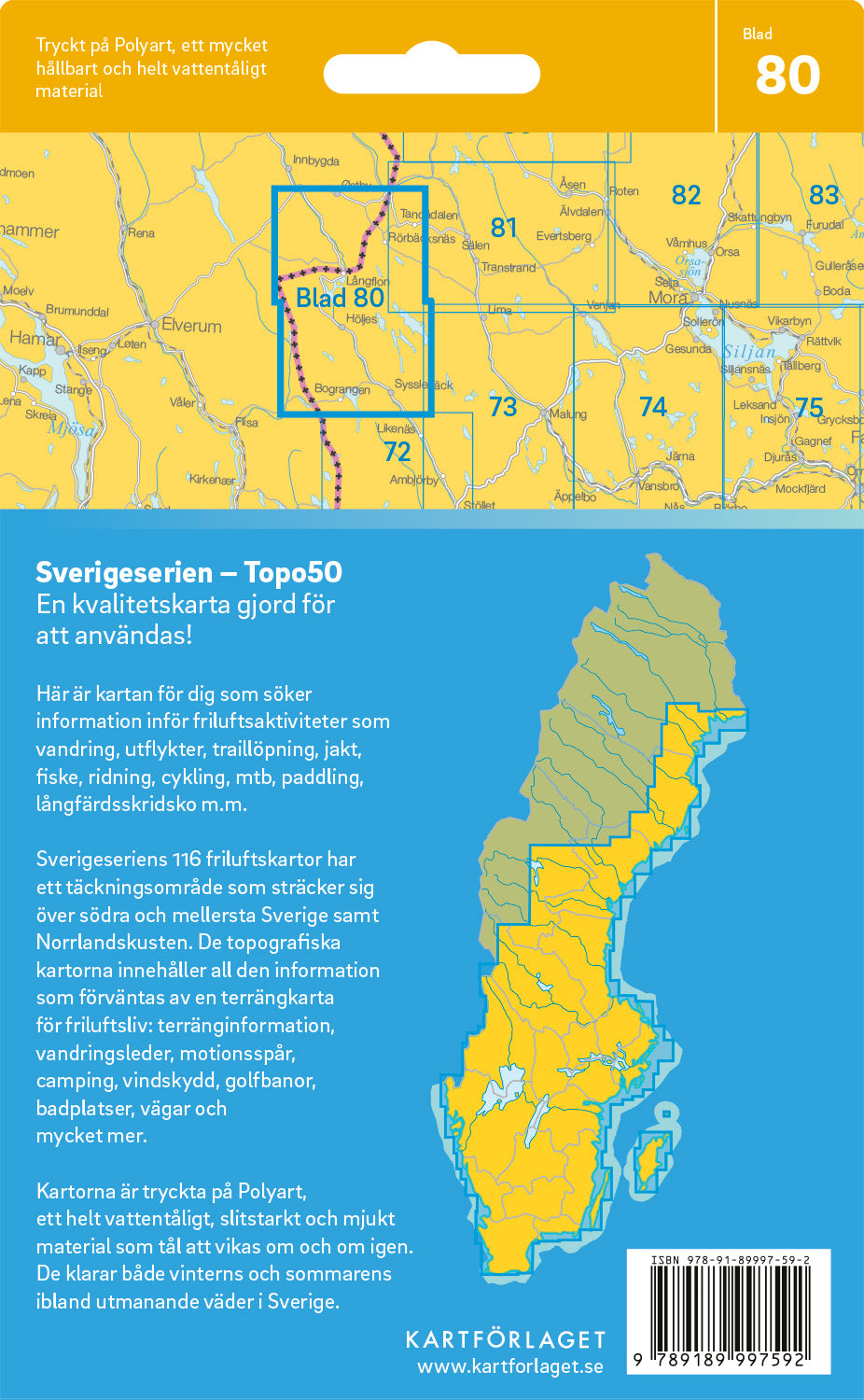 Schweden 1:50.000 Wanderkarten (72 Torsby - 116 Kalix) Sverigeserien
