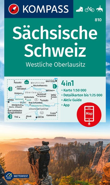 810 Sächsische Schweiz, Westliche Oberlausitz 1:50.000 - Kompass Wanderkarte