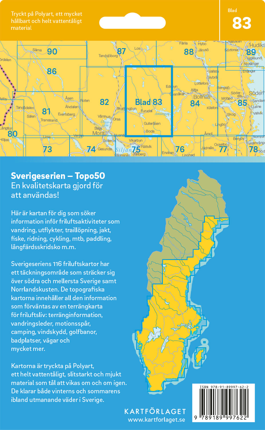 Schweden 1:50.000 Wanderkarten (72 Torsby - 116 Kalix) Sverigeserien