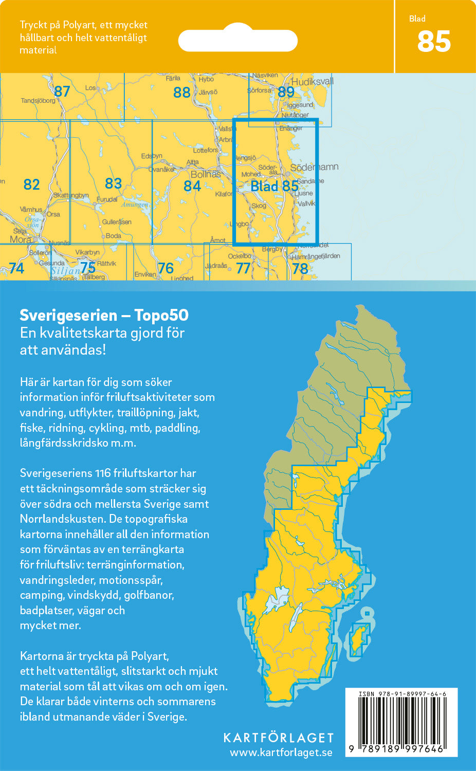 Schweden 1:50.000 Wanderkarten (72 Torsby - 116 Kalix) Sverigeserien