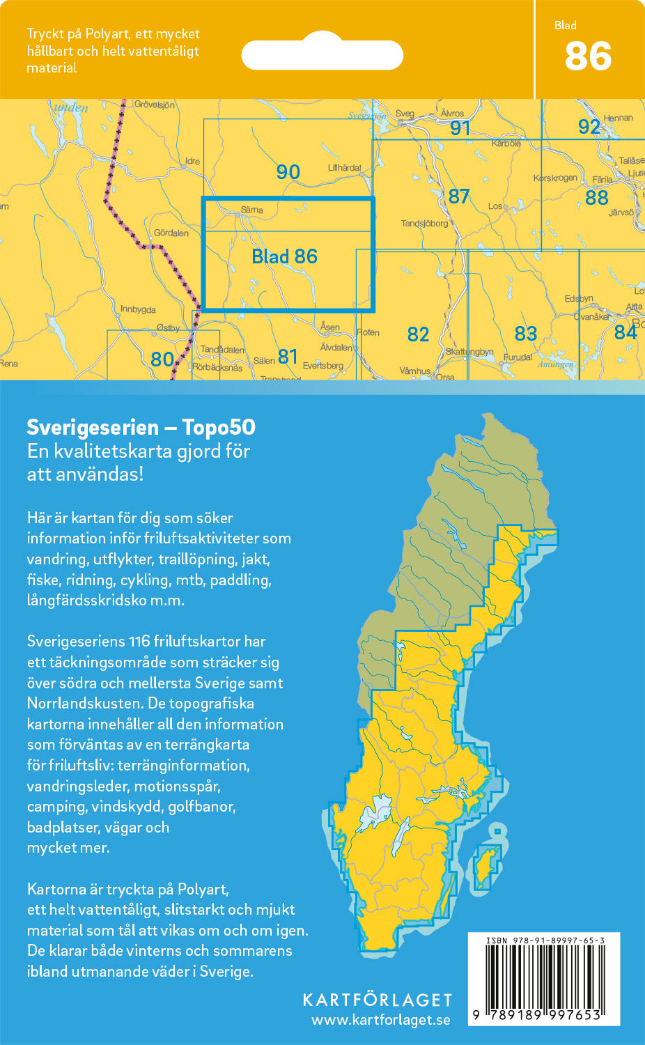 Schweden 1:50.000 Wanderkarten (72 Torsby - 116 Kalix) Sverigeserien