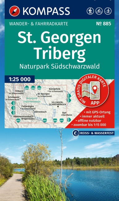 885 St. Georgen, Triberg, Naturpark Südschwarzwald - 1:25.000 Kompass Wanderkarte