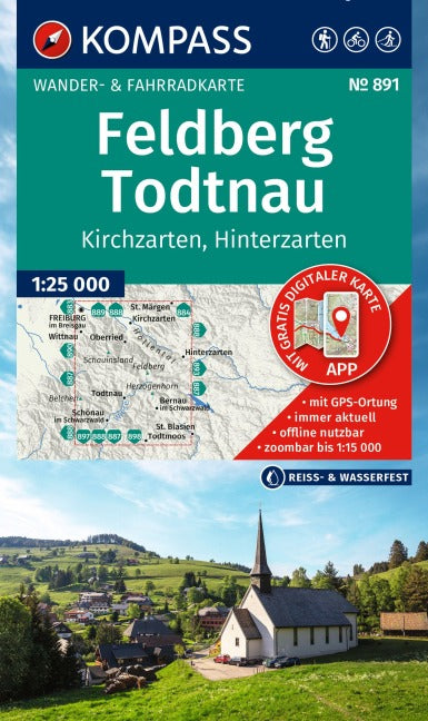 891 Feldberg, Todtnau 1:25.000 - Kompass Wanderkarte
