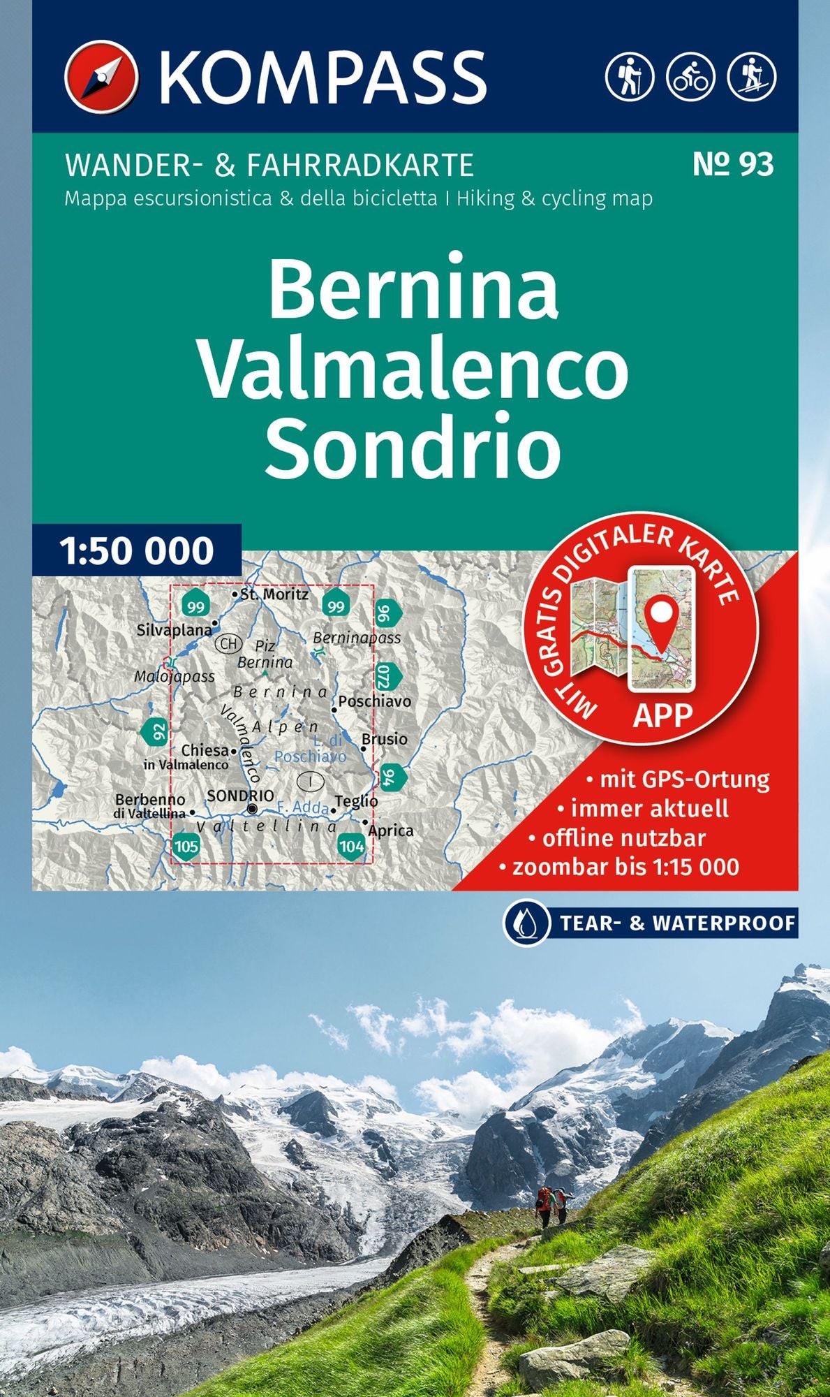 93 Bernina-Valmalenco-Sondrio - Kompass Wanderkarte