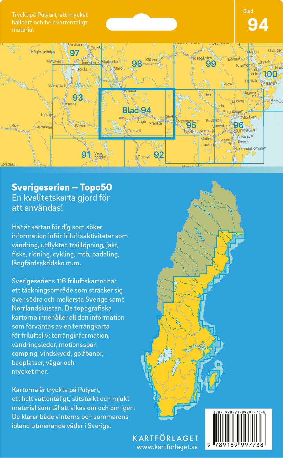 Schweden 1:50.000 Wanderkarten (72 Torsby - 116 Kalix) Sverigeserien