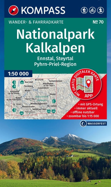 Ennstal, Steyrtal, Bad Hall, Seitenstetten, Waidhofen an der Ybbs, Kalkalpen Ybbs 978-3-99044-939-4 Wanderkarte