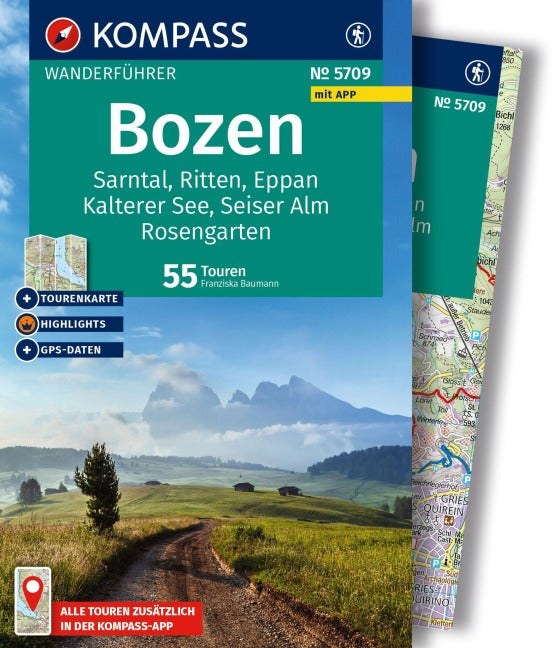 Bozen, Sarntal, Ritten, Eppan, Kalterer See, Seiser Alm - KOMPASS Wanderführer